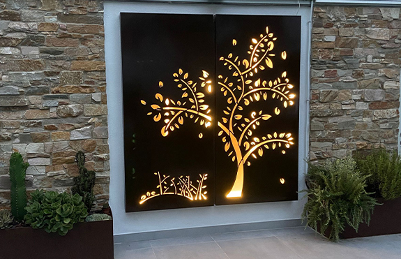 panel decorativo de acero corten para jardin