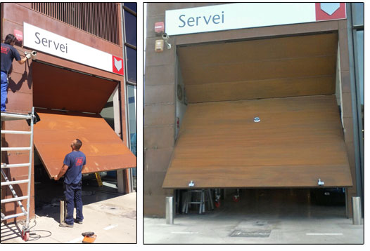 Fabricación e instalación puerta batiente en acero corten