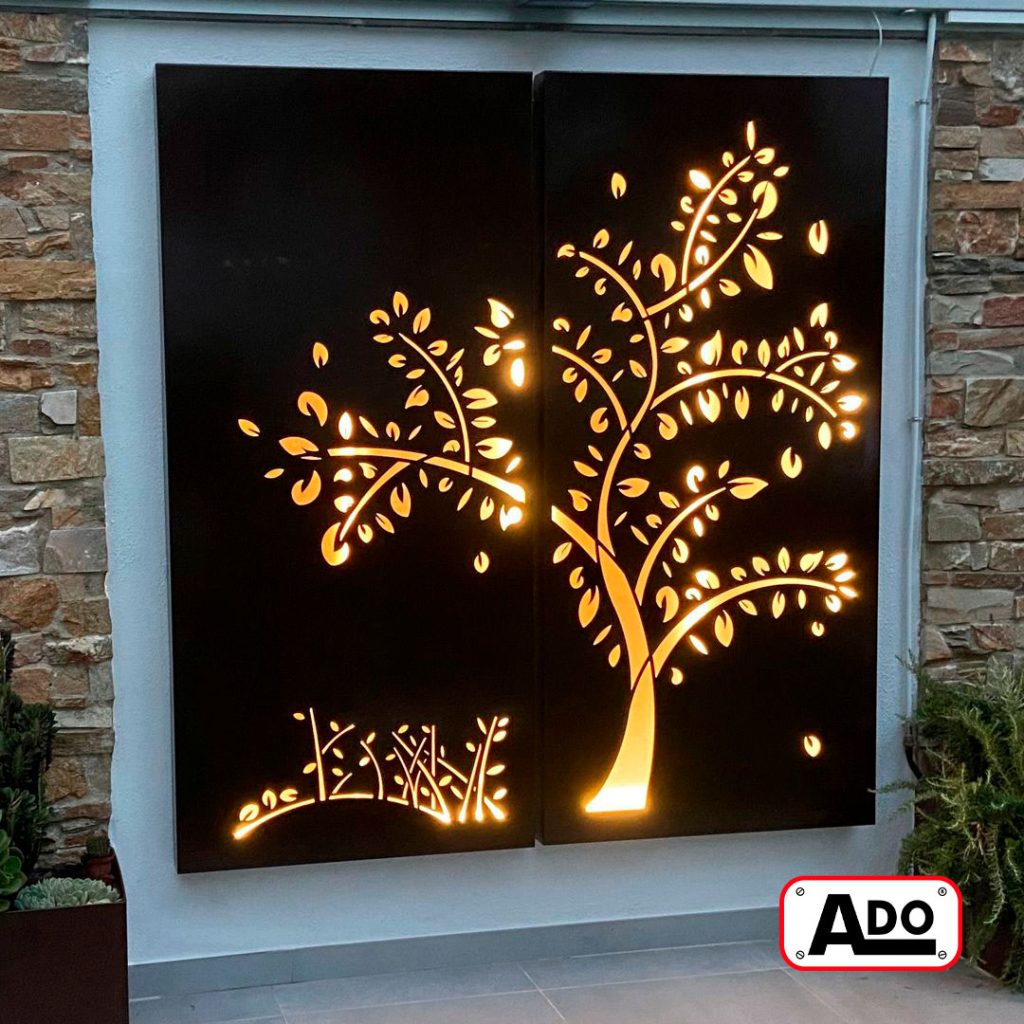 Panel decorativo en corten con iluminación led