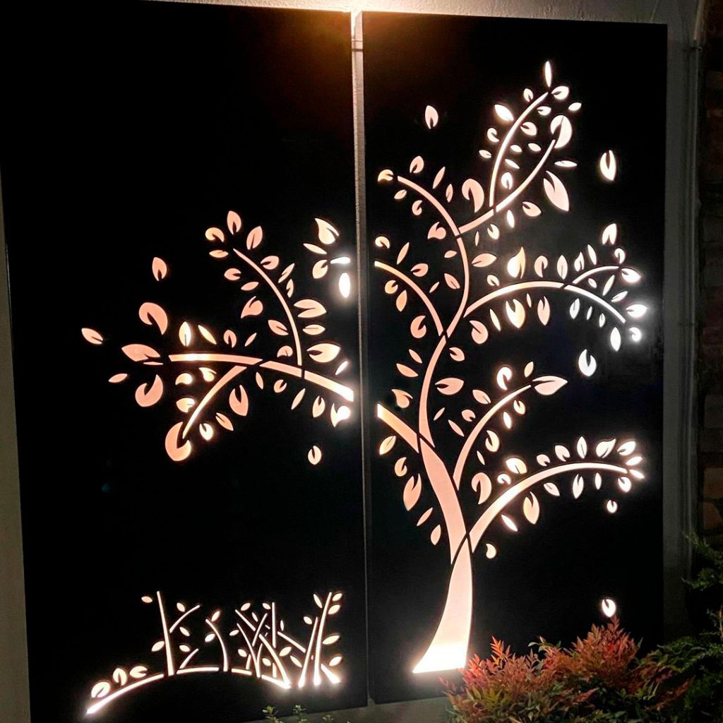 Panel decorativo en corten con iluminación led
