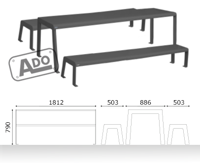 conjunto mesa metalica ocio