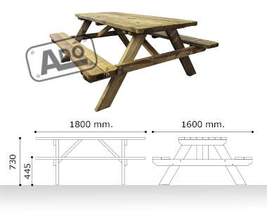 mesa de picnic de madera silvestre