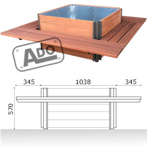 jardinera urbana tre con listones madera banco