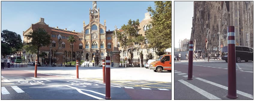 instalación en barcelona pilonas fijas a-resist dt carril bici