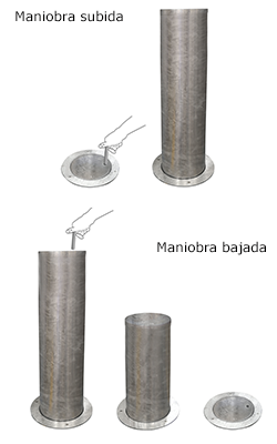 ejemplo maniobra subida y bajada pilonas escamoteables