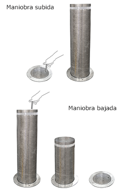 ejemplo maniobra subida y bajada pilonas escamoteables