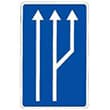 señal de trafico Paso de dos a tres carriles de circulación