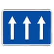 señal de trafico Calzada de sentido único tres carriles